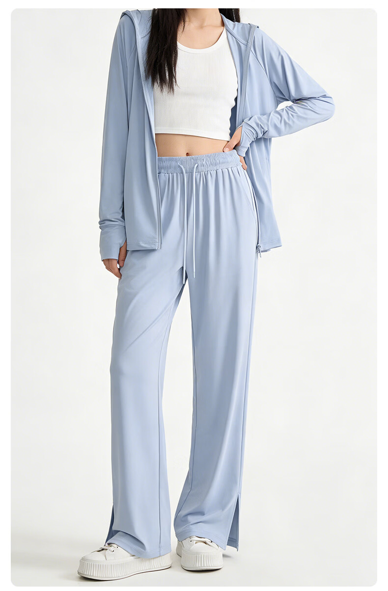 La Chapelle Ice Silk Cool Wide-Leg Pants for Women 2026 Summer New High-Waist Draped Slimming Split Sun-Protective Casual Trousers 21