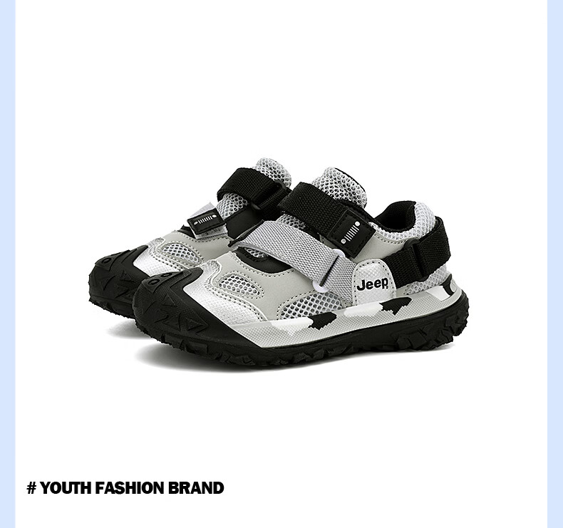 JEEP Kids Sports Shoes Spring Summer Single Mesh Breathable Dad Sneakers Non-slip Mesh Shoes Boys Girls Running Shoes Black Gray Size 37 32