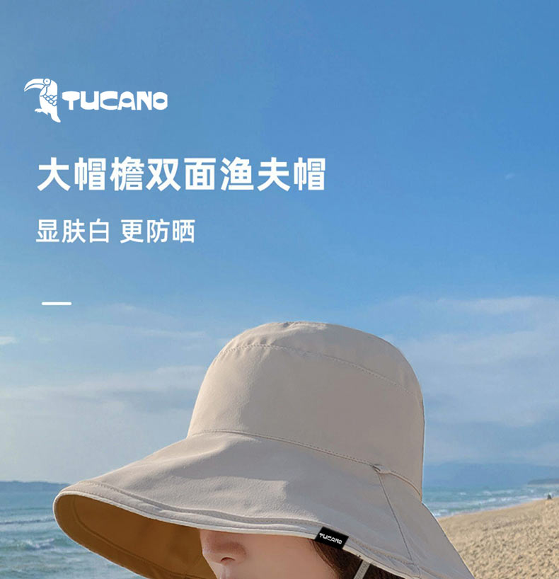 TUCANO Women's Summer Sun Protection Hat Wide Brim Outdoor UV Protection Foldable Reversible Fisherman Hat 1