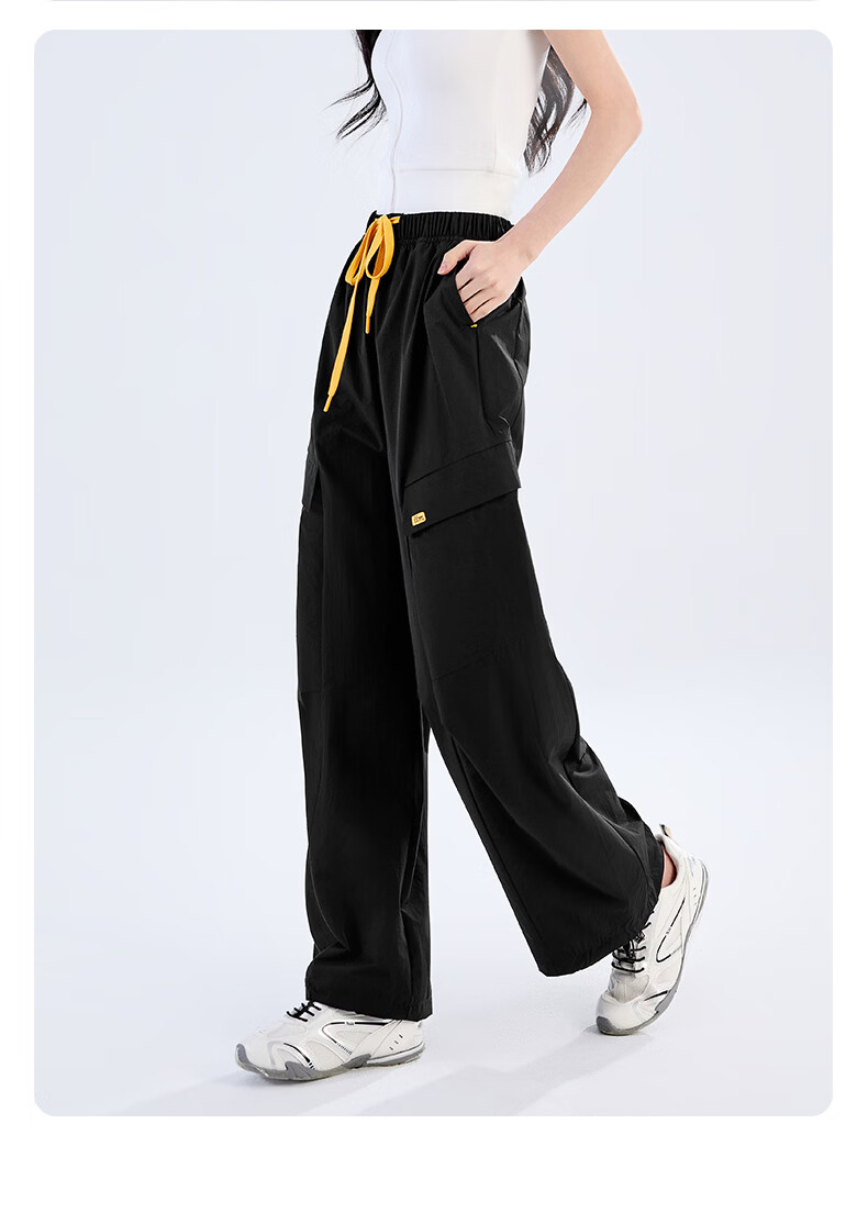Langsha Women's Convertible Work Pants Summer Cool High Waist Slim Casual Drawstring Pleated Wide-Leg Pants Fashion Trend 27