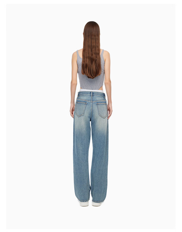 ANN ANDELMAN Official Two-Piece Style Elastic Waist Distressed Blue Denim Jeans for Women M 6