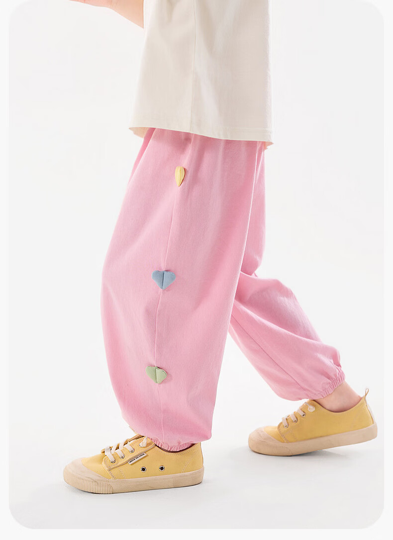 Dudu Kids 100% Cotton Girls' Mosquito-Repellent Pants Summer Lightweight Children's Casual Pants Light Gray Size 100 14