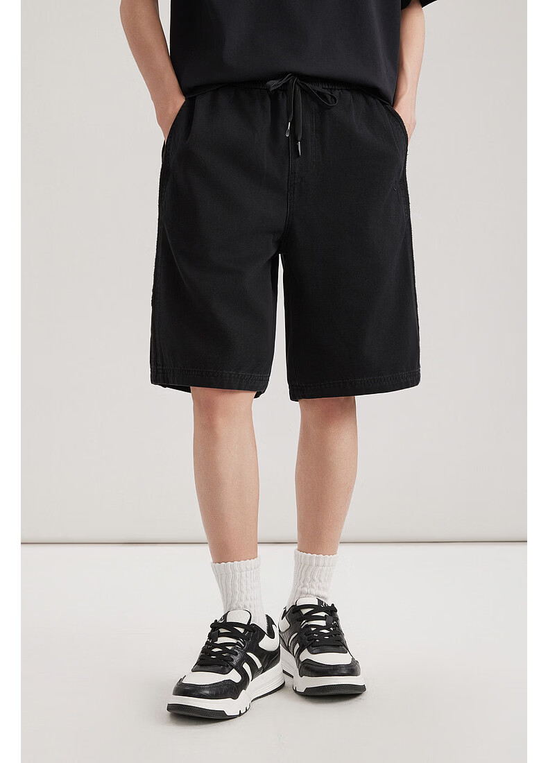 CABBEEN Matte Texture Men's Casual Denim Shorts with Side Frayed Edges 2026 Summer 5