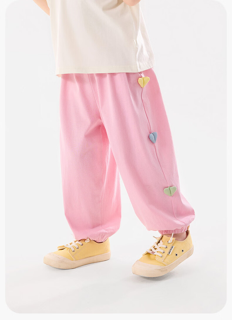 Dudu Kids 100% Cotton Girls' Mosquito-Repellent Pants Summer Lightweight Children's Casual Pants Light Gray Size 100 12