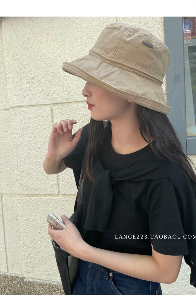 Lagur Japanese UV Fisherman Hat Women's Summer Sun Protection Anti-UV Sunshade Hat Casual Spring New Khaki 11