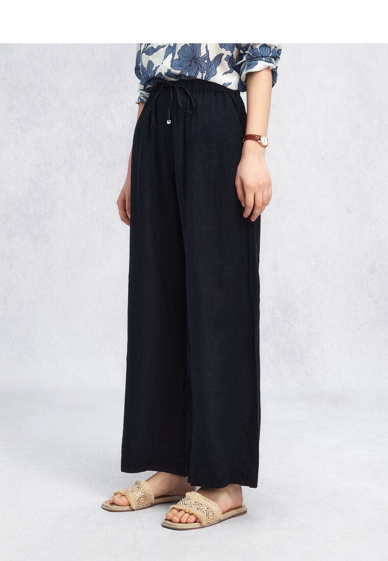GANT Women's Spring Summer Pure Linen Casual Pants Vintage Old Coin Wide Leg Trousers 115-White M 7