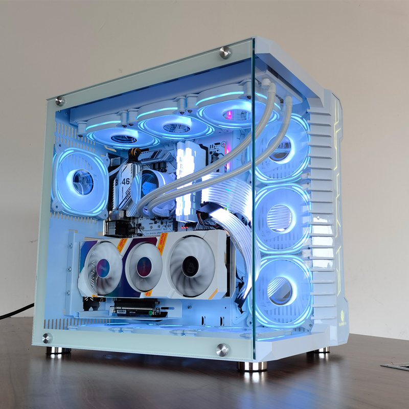 玩嘉罗宾iii电脑机箱台式机e-atx侧透360水冷海景房游戏阿波罗3白 qz