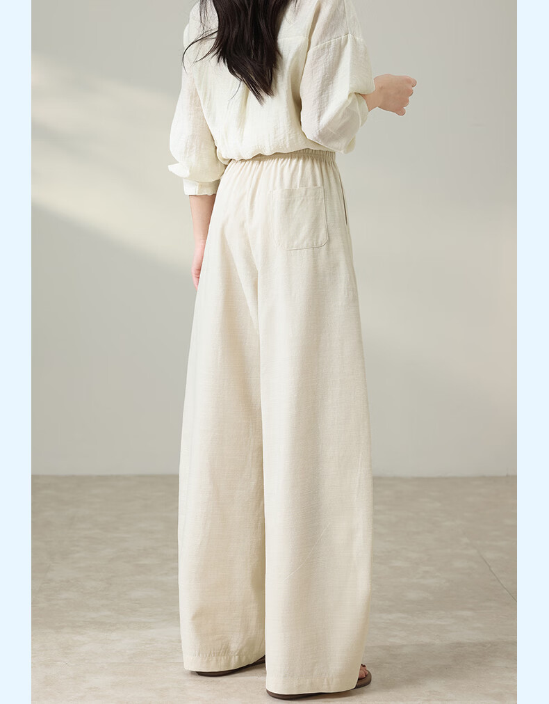 LangSha Tencel Cotton Casual Pants for Women Spring Summer Cool High Waist Wide Leg Slim Lyocell Curved Leg Travel Versatile Long Pants 15