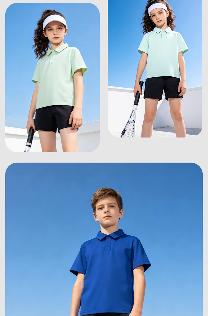 Baleno Boys Summer Set Children's Cooling Short Sleeve T-Shirt Polo Shirt Lightweight Quick-Dry Shorts Sportswear Two-Piece Set 3