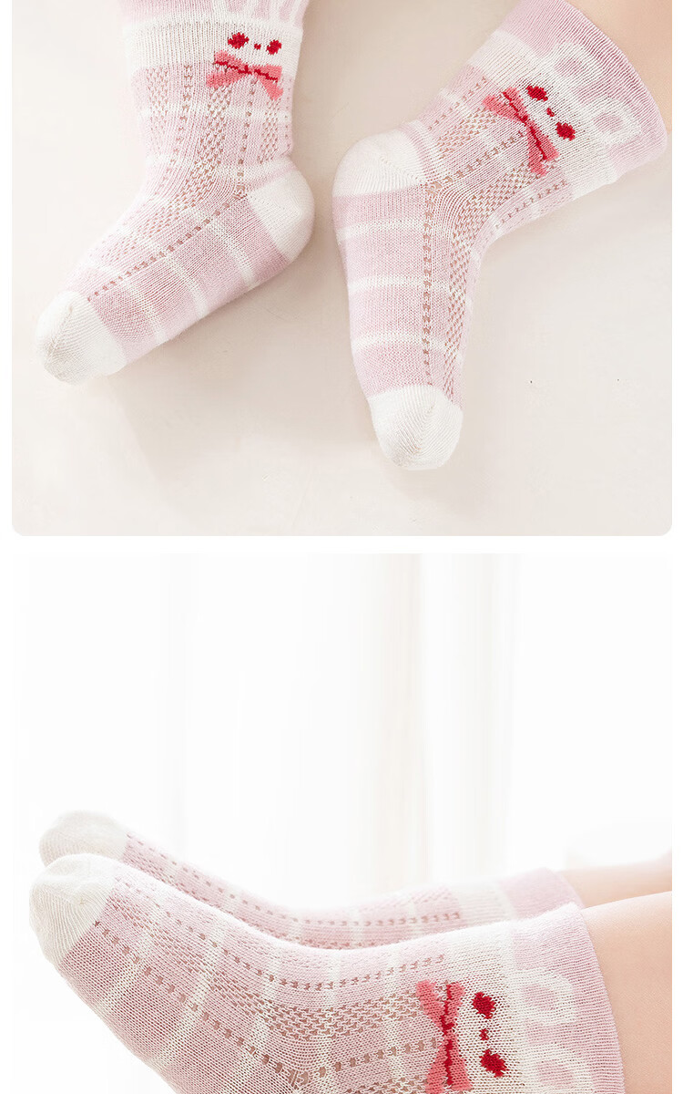 Little Pig Banner Summer Mesh Class A Infant Newborn Non-Binding Chubby Leg Xinjiang Long-Staple Cotton Seamless High Elastic Baby Cotton Socks 10
