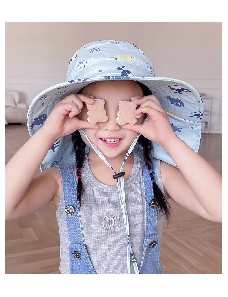 HAOGUAN Kids Sun Hat Summer Sunshade Cap Boys Girls Baby Beach Hat Wide Brim UV Protection 15