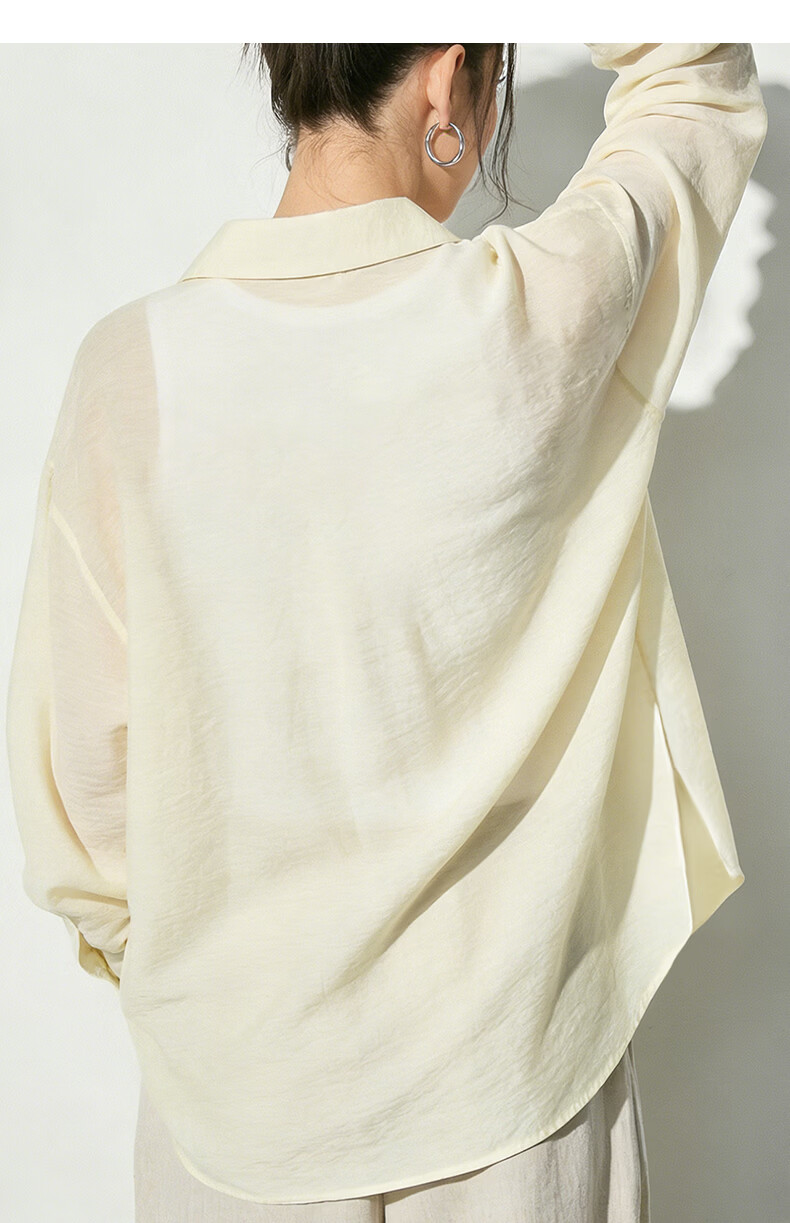 La Chapelle Sheer Shirt for Women 2026 Summer New Loose Slim Fit Lapel Long Sleeve Layered Trendy Versatile Shirt 21