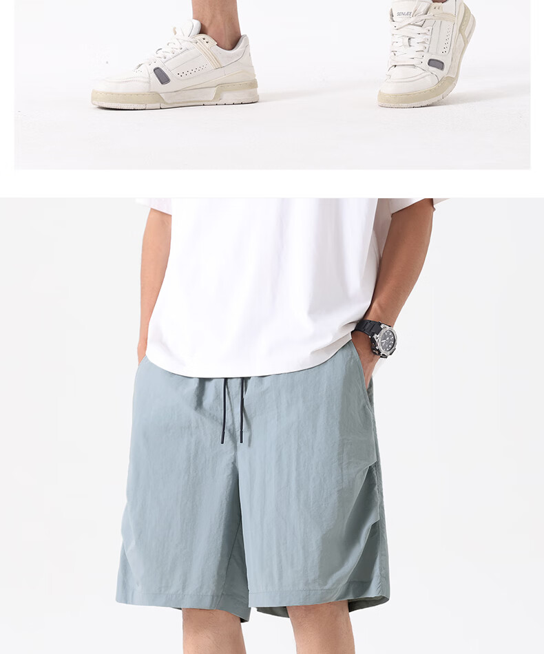 MINISO Paratrooper Cargo Shorts Men Summer Trendy American Style Five-Point Pants Ice Silk Cooling Men's Loose Shorts Z Dark Gray L 25