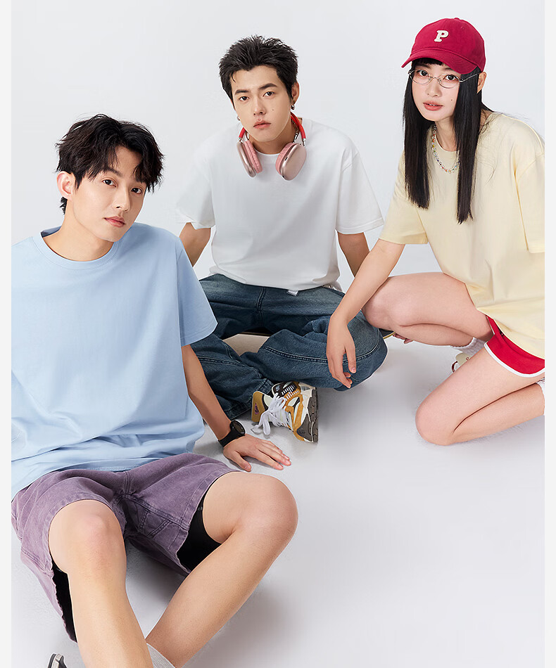 MINISO Men's Pure Cotton Short Sleeve T-Shirt Summer Loose Breathable Casual Trendy Palm Green M 11