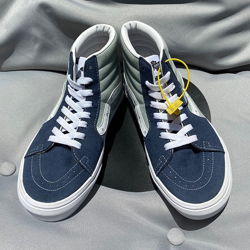 万斯(vans)蓝色拼接sk8hi高帮帆布鞋大码48男鞋秋冬复古板鞋男 蓝色
