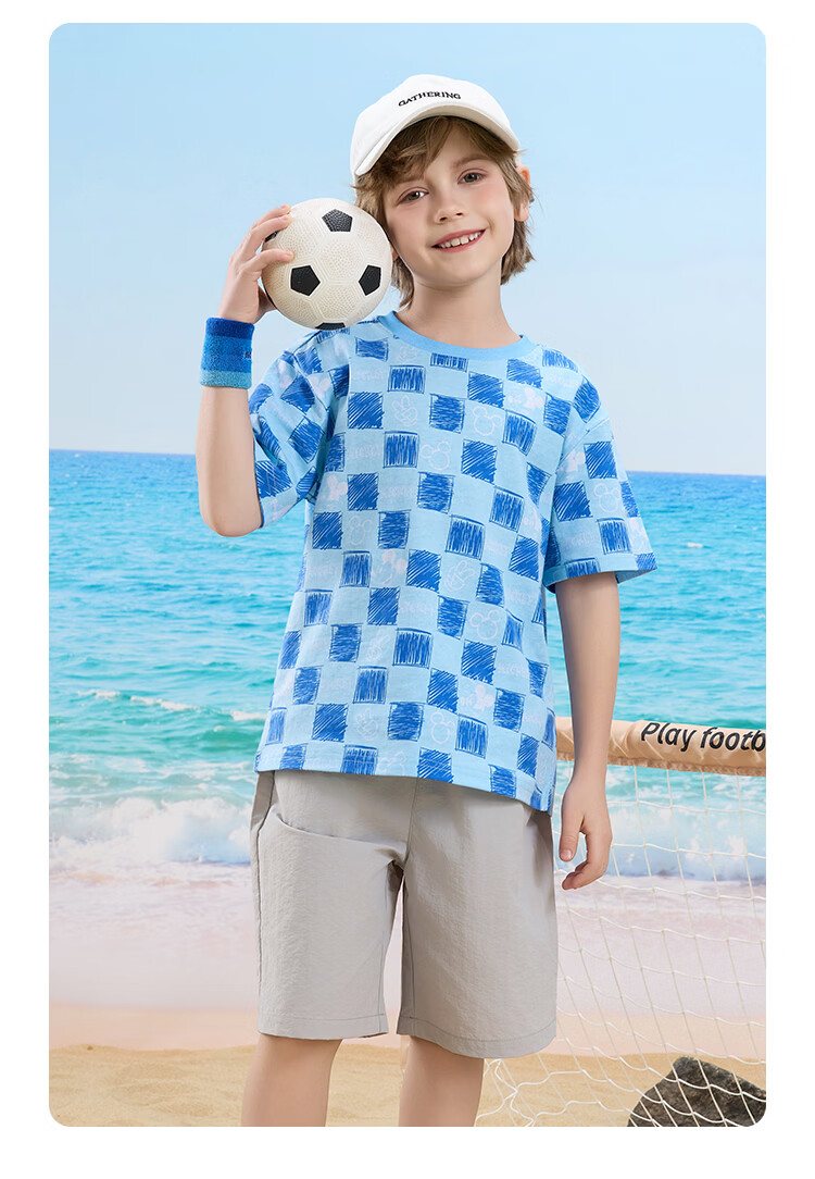 Disney Boys' Casual Short Sleeve T-Shirt and Shorts Set, Off-White, Size 110 22