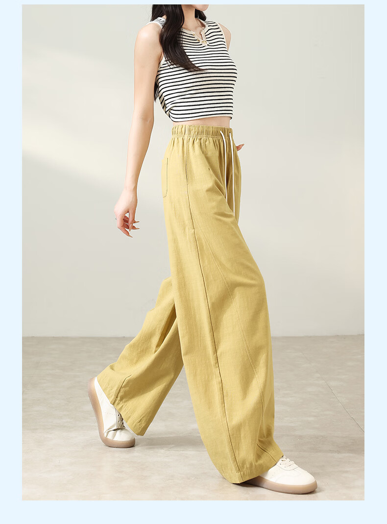 LangSha Tencel Cotton Casual Pants for Women Spring Summer Cool High Waist Wide Leg Slim Lyocell Curved Leg Travel Versatile Long Pants 18