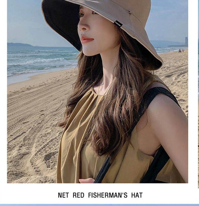 TUCANO Women's Summer Sun Protection Hat Wide Brim Outdoor UV Protection Foldable Reversible Fisherman Hat 17