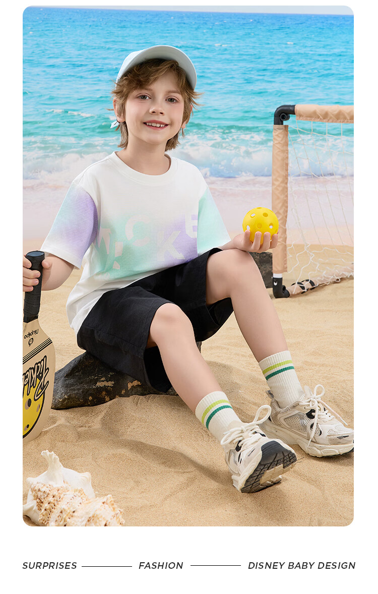 Disney Boys' Casual Short Sleeve T-Shirt and Shorts Set, Off-White, Size 110 15