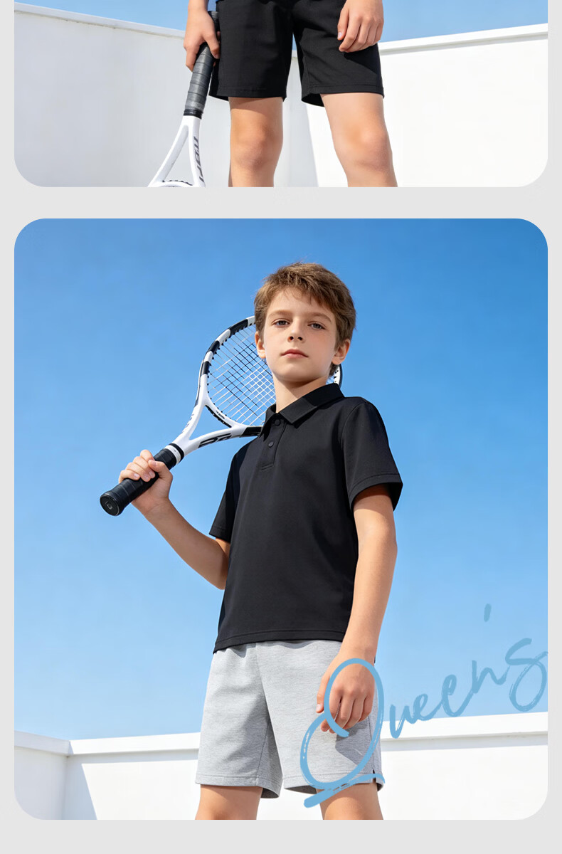 Baleno Boys Summer Set Children's Cooling Short Sleeve T-Shirt Polo Shirt Lightweight Quick-Dry Shorts Sportswear Two-Piece Set 4