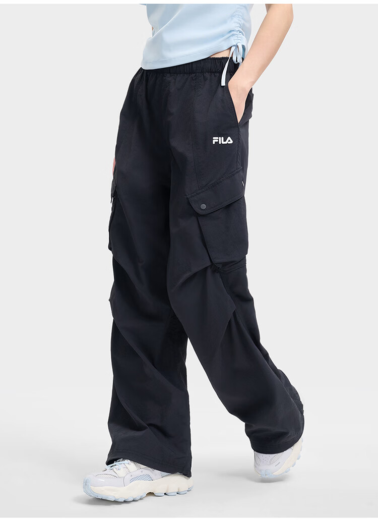 FILA Official Women's Woven Long Pants 2026 Summer New Loose Fit Sun Protection Cooling Cargo Pants 20