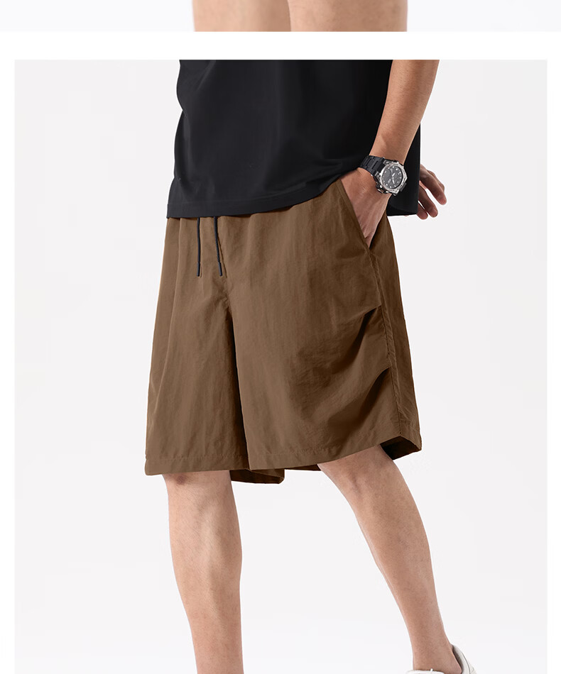 MINISO Paratrooper Cargo Shorts Men Summer Trendy American Style Five-Point Pants Ice Silk Cooling Men's Loose Shorts Z Dark Gray L 24