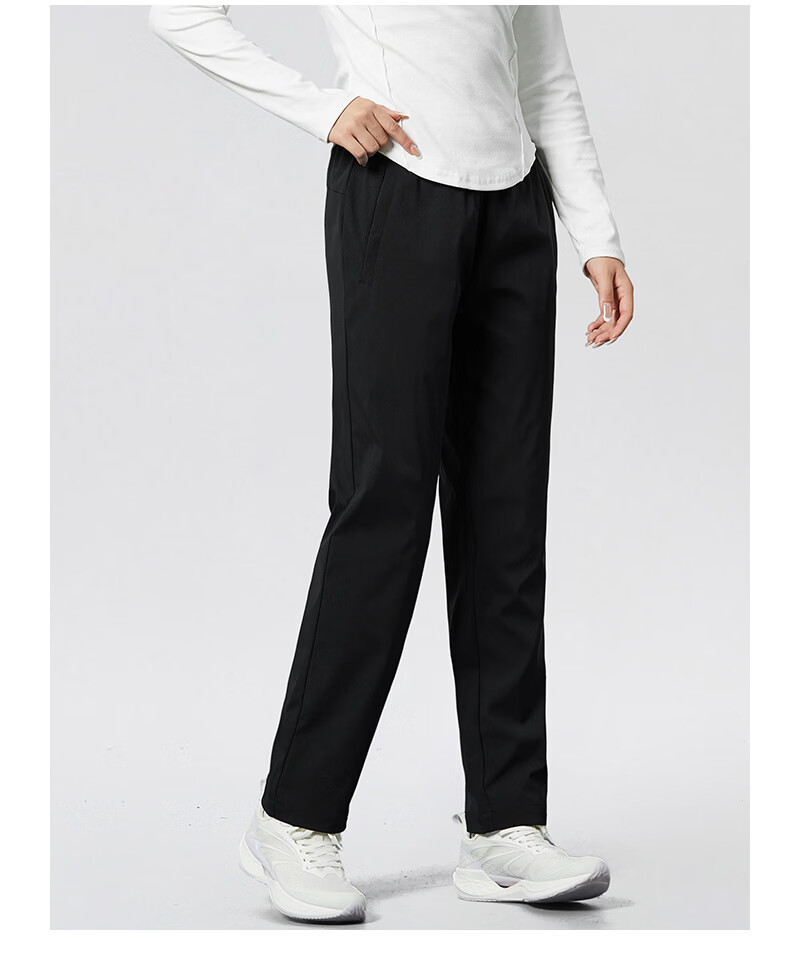 361° Sports Long Pants Spring Comfortable Versatile Couple Woven Pants Loose Casual Stretch Straight Sweatpants Super Black XS 19