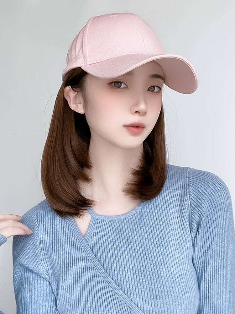 假发帽子一体女长卷发时尚鸭舌帽挑染水波纹韩版潮百搭遮阳假发帽jkl