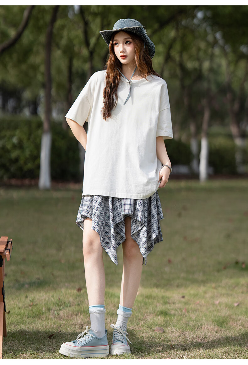 TonLion 2026 Summer Women's Crew Neck Short Sleeve T-Shirt White L 9