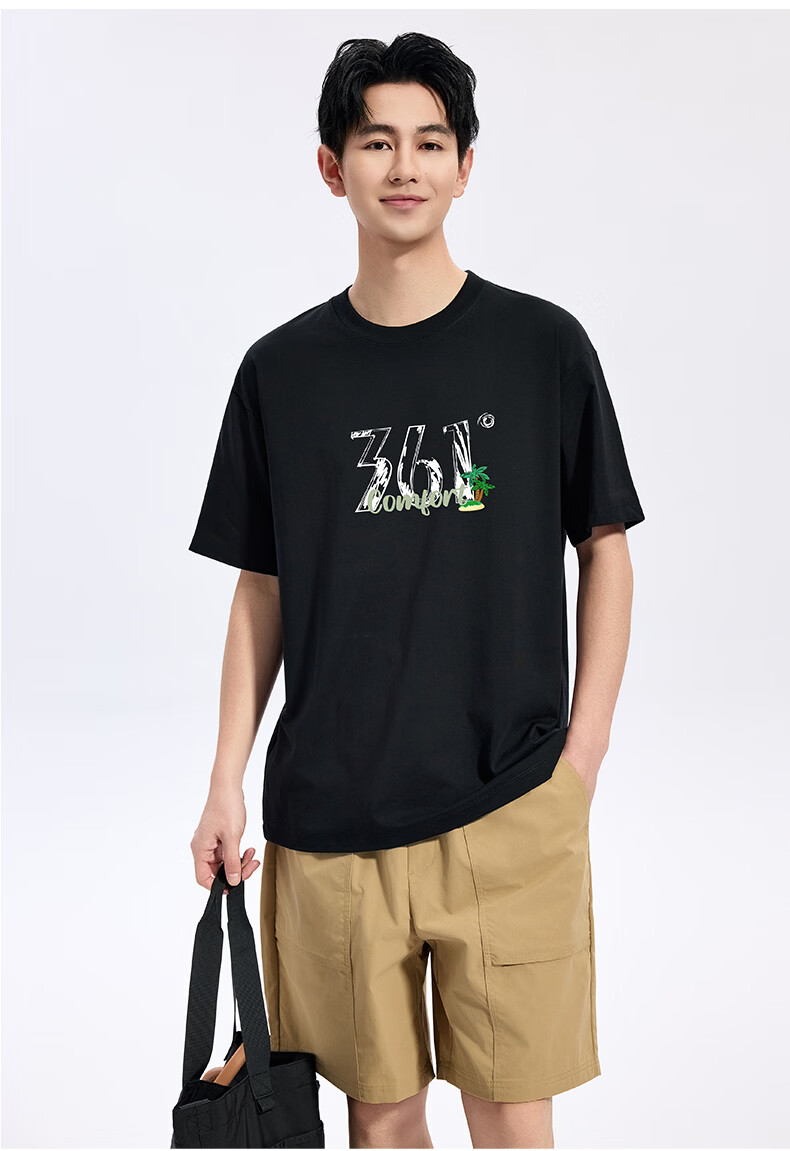 361° Couple's Short Sleeve T-Shirt Spring Summer New Pure Cotton Outdoor Sports Top 632520183F Off-White 2XL 9