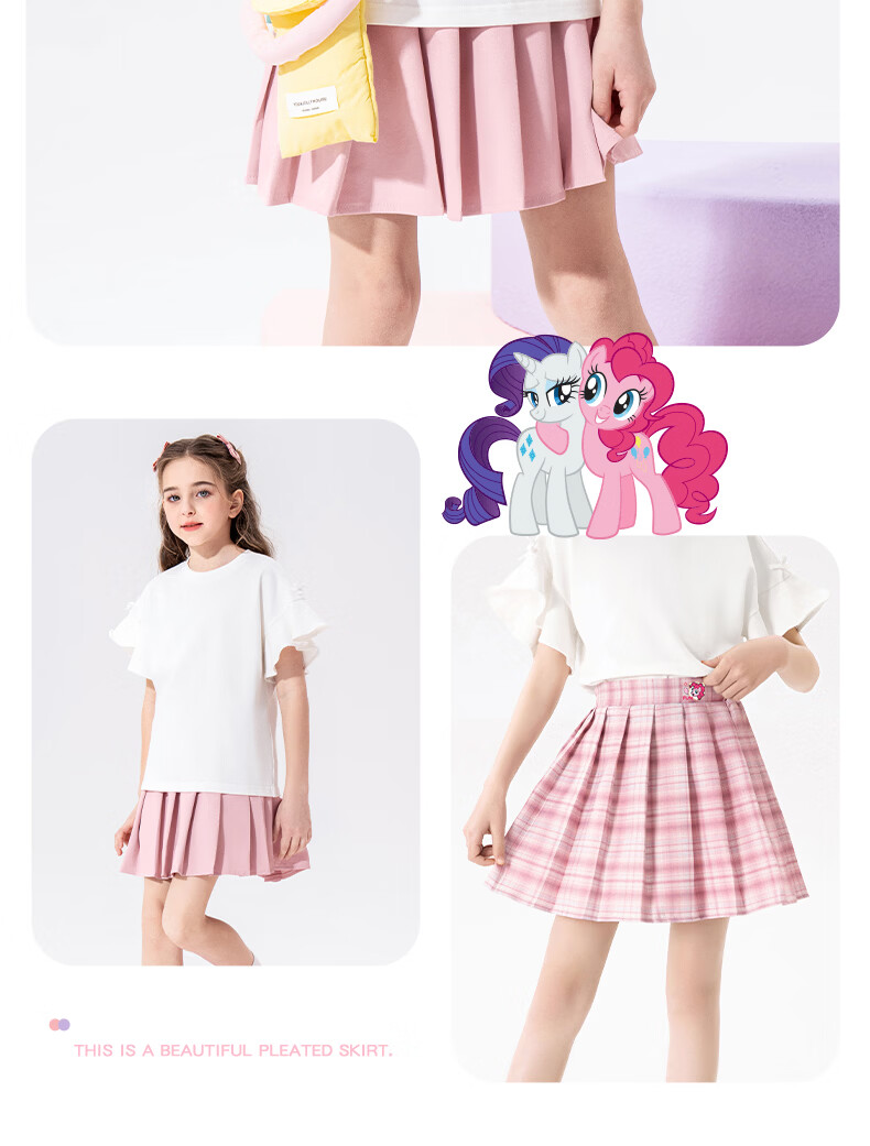 My Little Pony Girls Summer Dress 2026 New Stylish Pleated Slim A-Line Princess Dress White 150 13