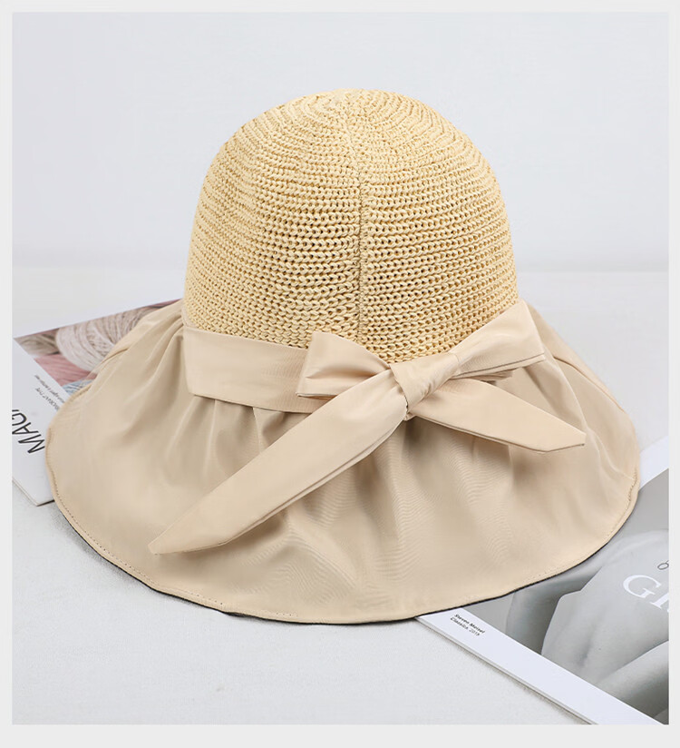YUYULA Black Vinyl Sunscreen Hat Women Summer Outdoor UV Protection Sun Hat Fashionable Breathable Bucket Hat Beach Hat 11