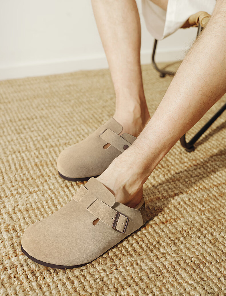 Belle Qixi Festival Gift Casual Thick Sole 3cm Height Increasing Birkenstock Men's Summer Open Toe Half Slippers B3731 Gray Size 42 8