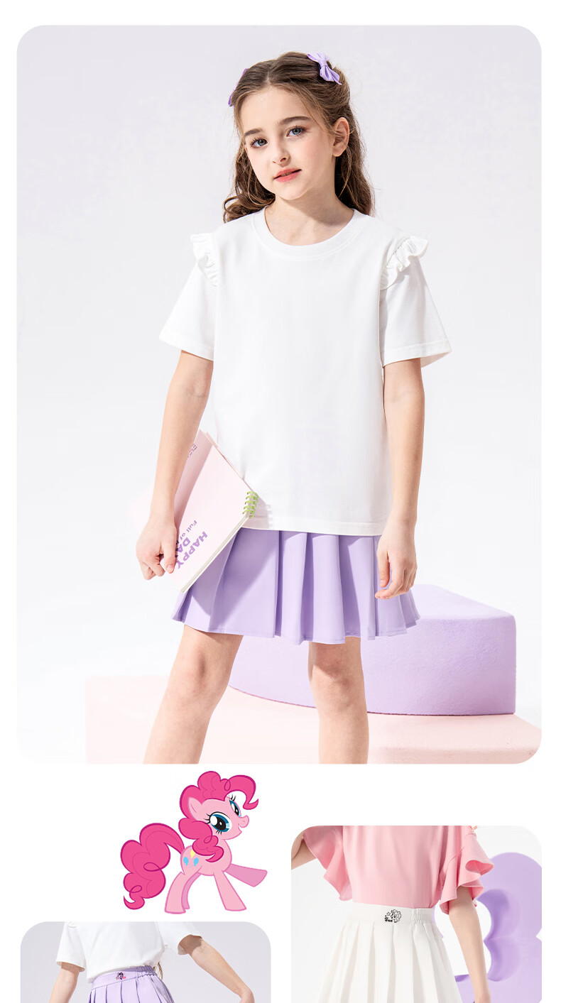 My Little Pony Girls Summer Dress 2026 New Stylish Pleated Slim A-Line Princess Dress White 150 14