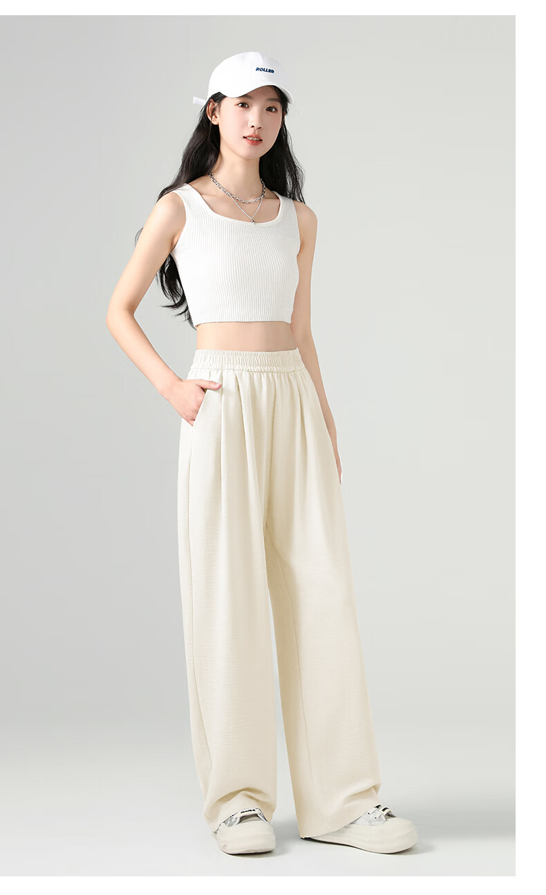 La Chapelle Textured Milk Puff Wide-Leg Pants for Women 2026 Summer New High-Waist Draped Slimming Lightweight Breathable Casual Pants 19