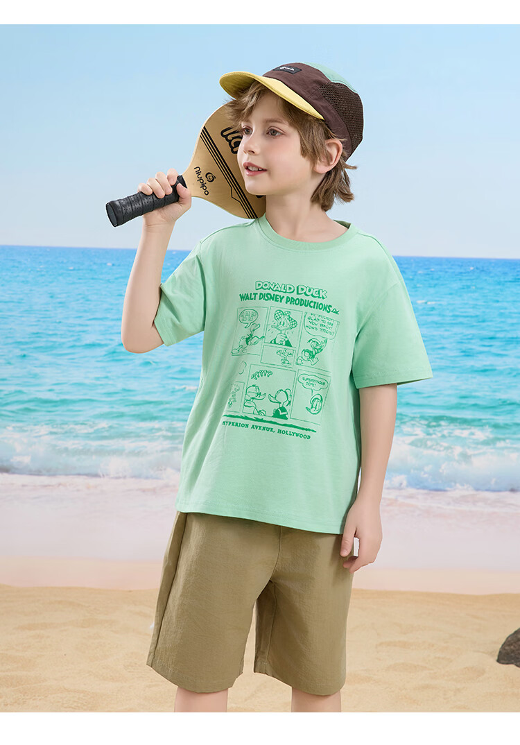 Disney Boys' Casual Short Sleeve T-Shirt and Shorts Set, Off-White, Size 110 13