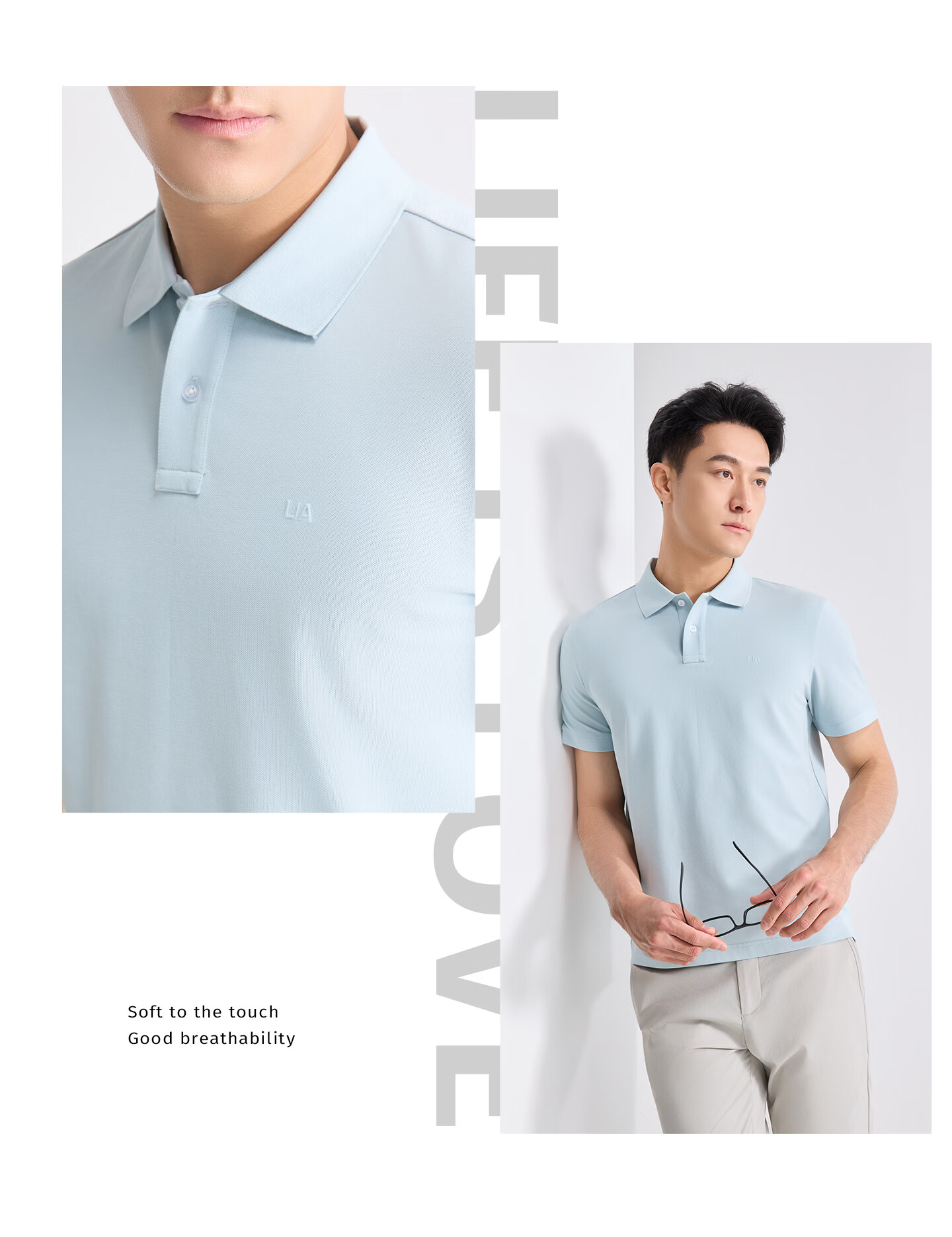 Laxton Men's Short Sleeve Polo Shirt Summer 5A Antibacterial Cooling Pique Fabric Breathable Moisture-Wicking Top Navy Blue S 10