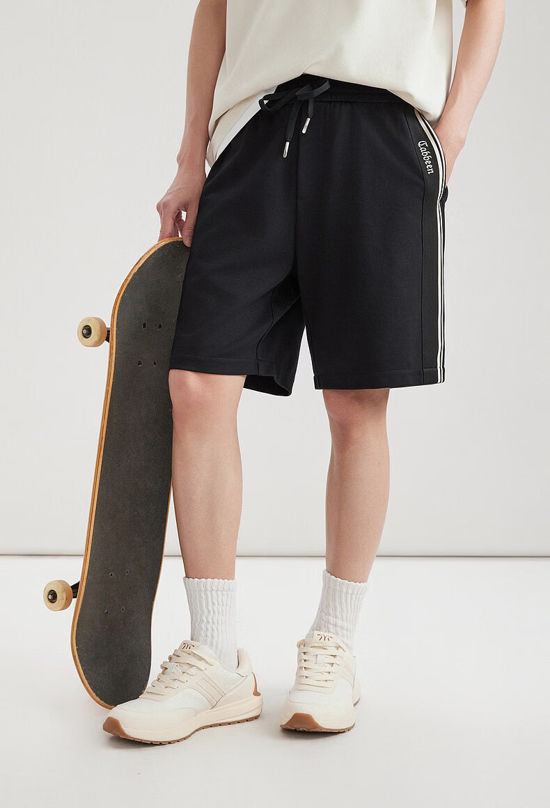 CABBEEN 300G Healthy Fabric Men's Shorts with Side Seam Exquisite Webbing Splicing Durable Knit Shorts Summer 2026 2