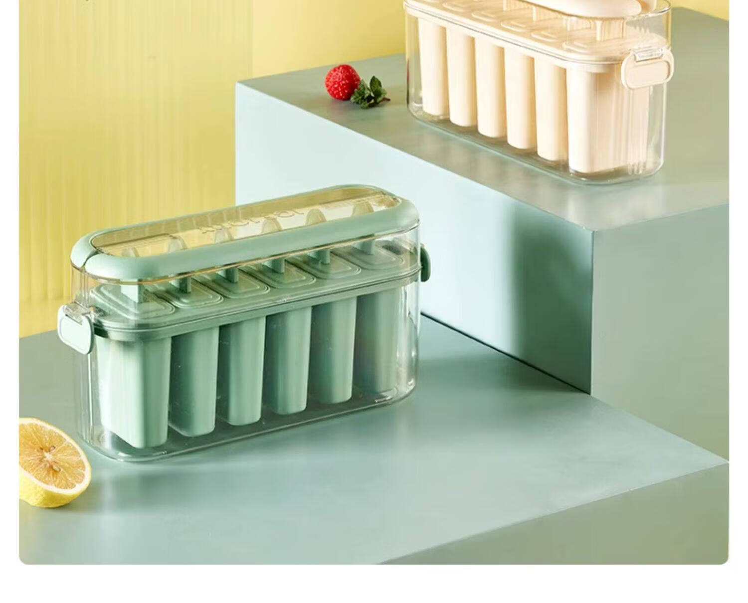 Jingmao Food-Grade Ice Cream Mold for Kids Homemade Popsicle Ice Lolly Mold Ice Cube Tray Frozen Treat Box 15