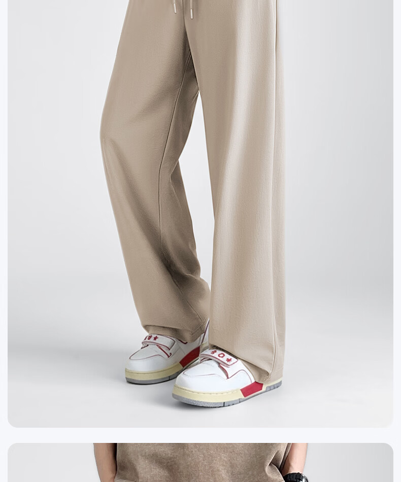 MINISO Men's Summer Cooling Wide-Leg Pants Outdoor Sports Sun Protection Breathable Thin Long Pants Z Black 2XL 25