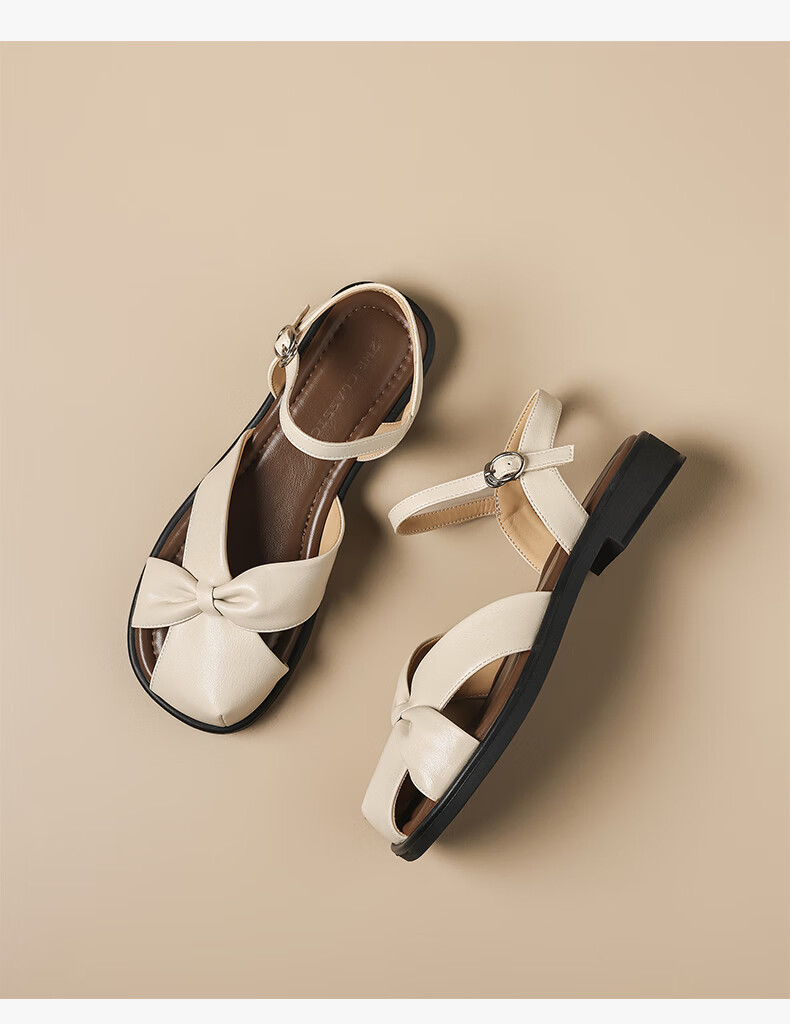 ZHR Flat Sandals Women Vintage Hollow-out Roman Shoes 2026 Summer New Beach Shoes Women KN272 Beige Brown Size 37 12