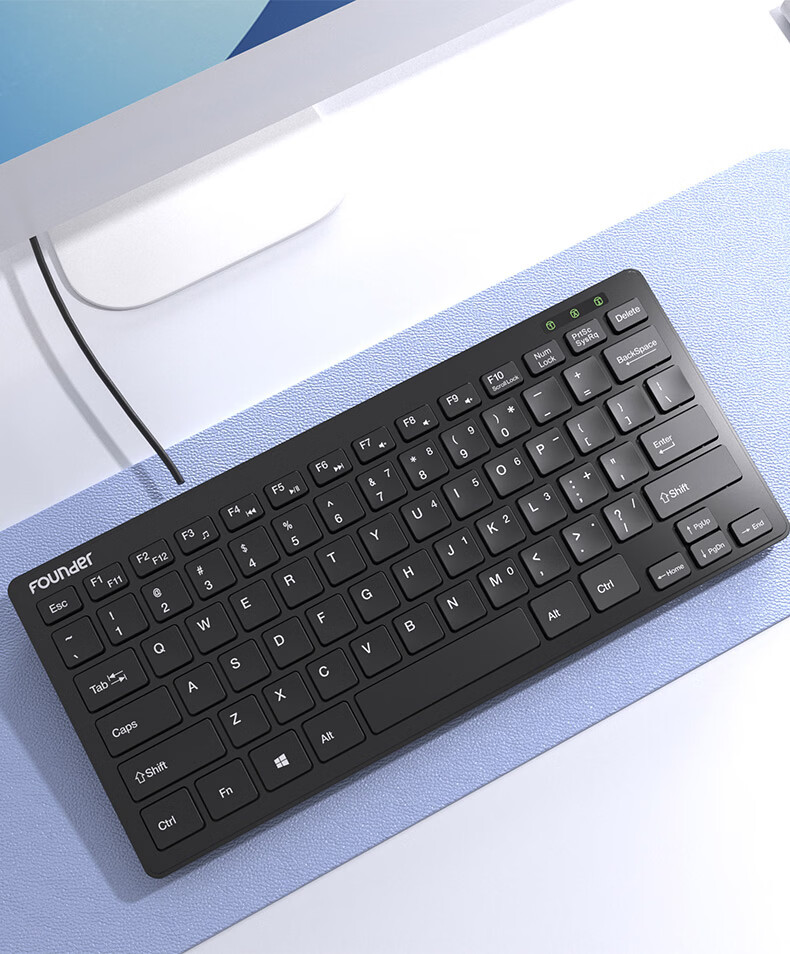 Founder D126 Mini 78-Key Chocolate Keycap Portable Black Wired Office Keyboard Universal USB Interface Laptop External Keyboard 11