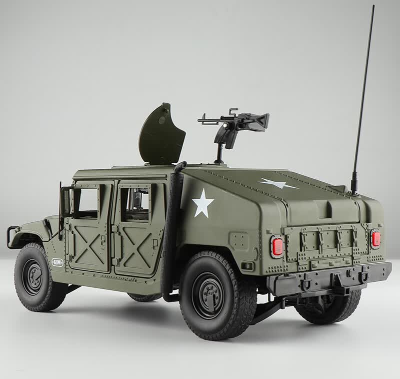 1/18大号开门合金悍马h1军事战车军车越野吉普车汽车模型玩具摆件 1