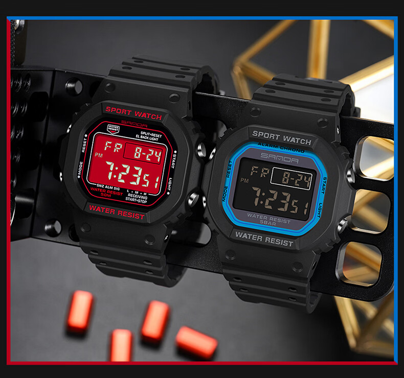 Wodu Youth Square Digital Sports Multifunction Alarm Clock Waterproof Boys Watch for Middle and High School Students Kids 11