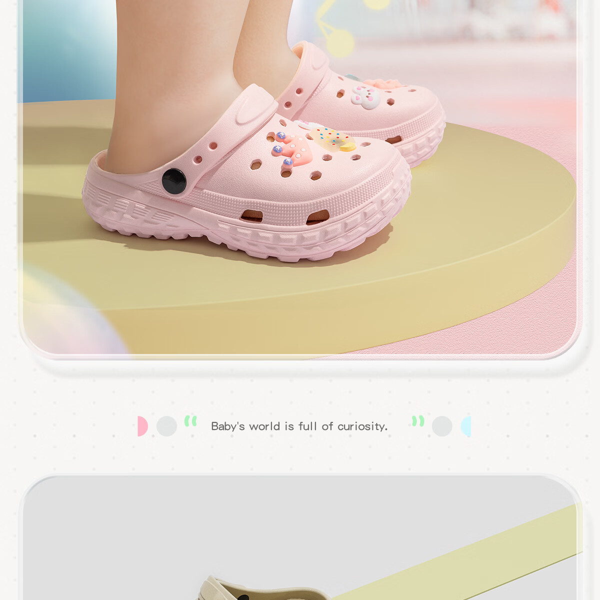 Runrou [No Carcinogenic Phthalates] Children's Slippers for Girls Ages 6-12 Summer Non-Slip EVA Odor-Resistant Hole Shoes for Girls 8