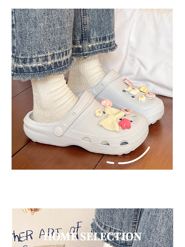 AILAIJIA Starlight Bear Height Increasing Clog Sandals for Women Beach Shoes White Size 40-41 7