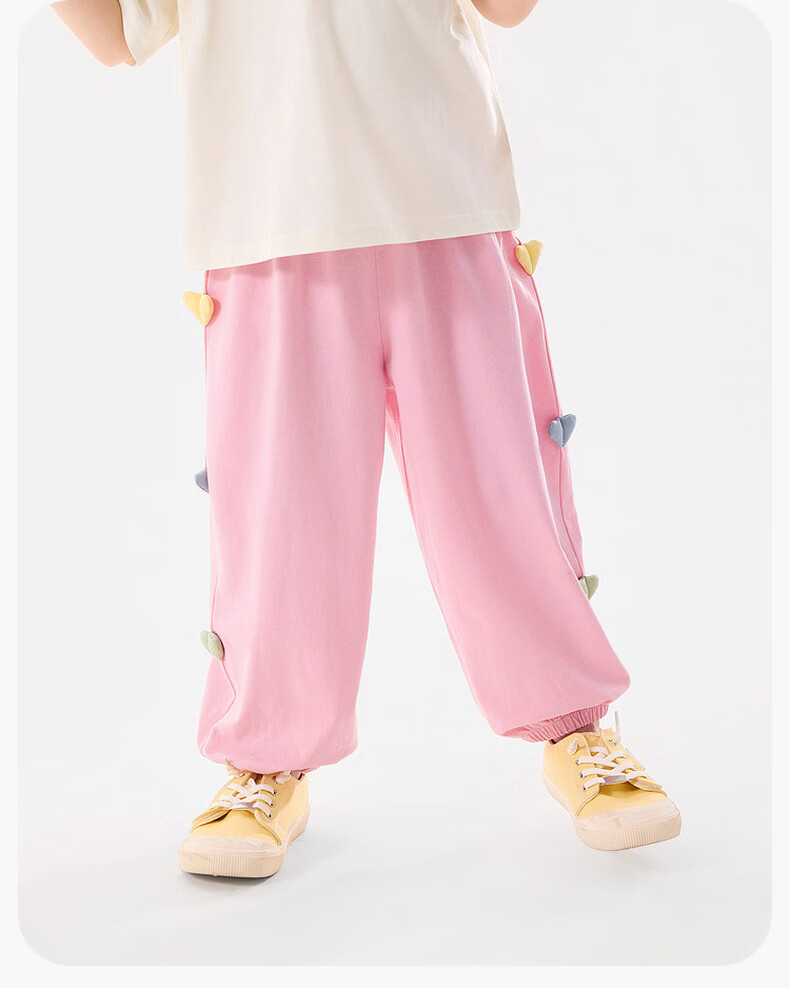 Dudu Kids 100% Cotton Girls' Mosquito-Repellent Pants Summer Lightweight Children's Casual Pants Light Gray Size 100 10