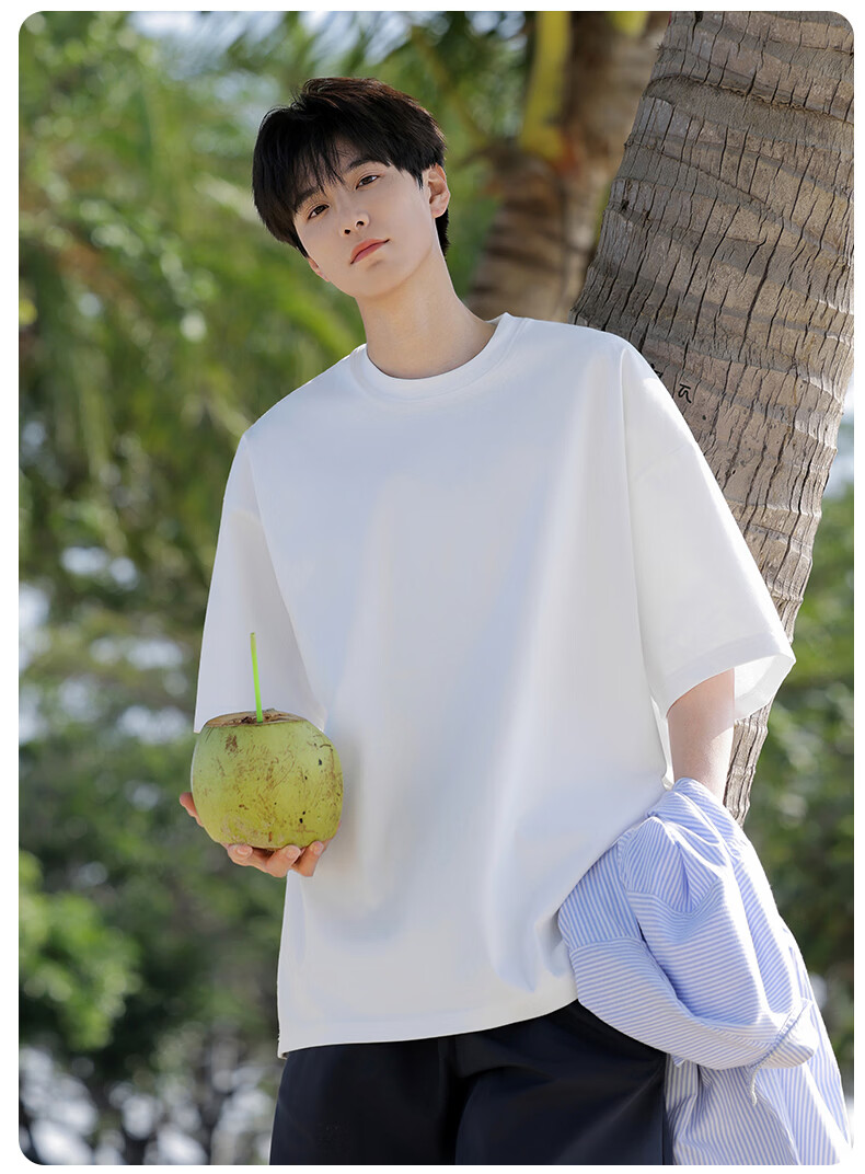 MEDE Sorona Ice Silk Short Sleeve T-Shirt Men Summer Loose Cool Breathable Crew Neck Base Shirt White S 6