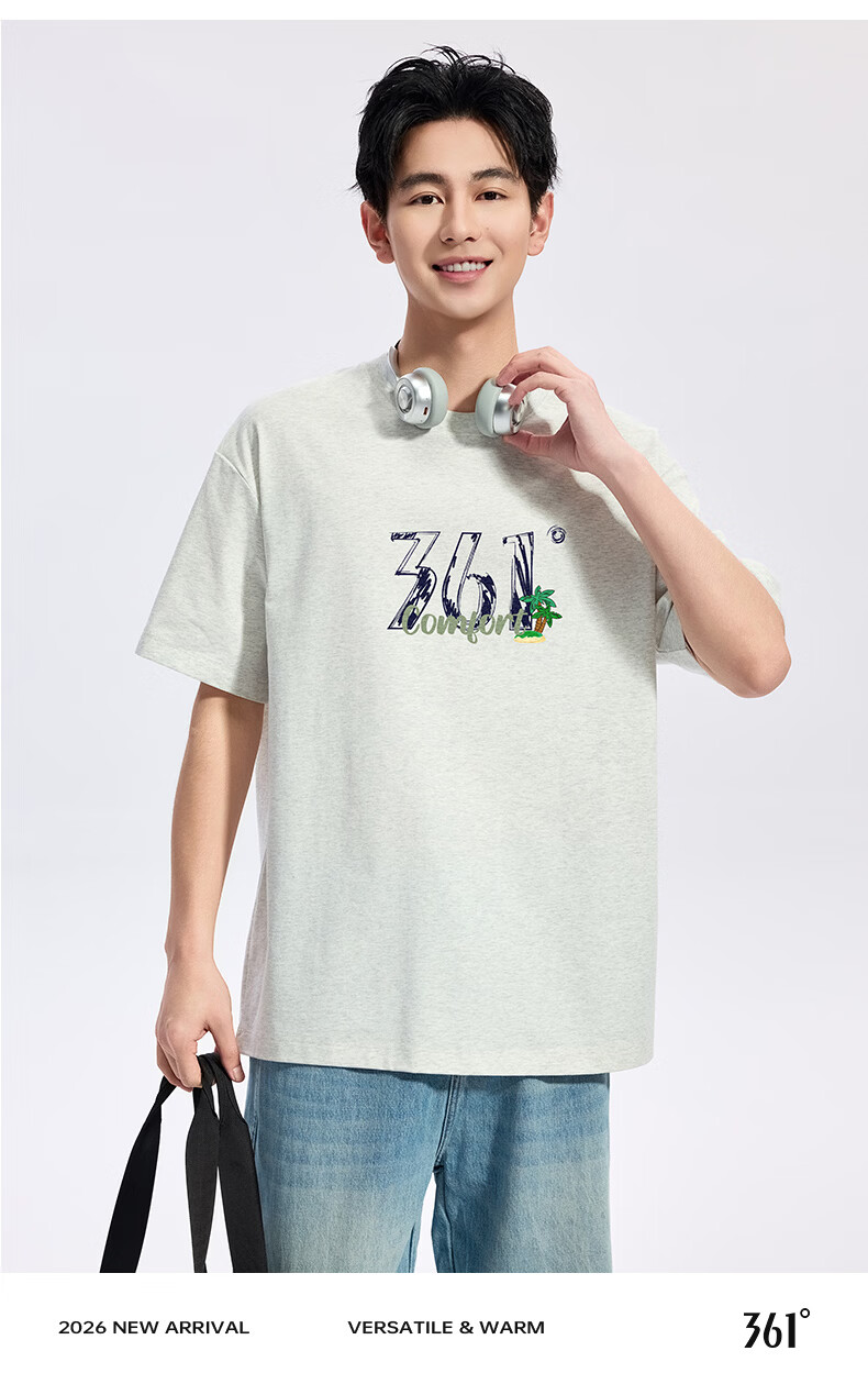 361° Couple's Short Sleeve T-Shirt Spring Summer New Pure Cotton Outdoor Sports Top 632520183F Off-White 2XL 19