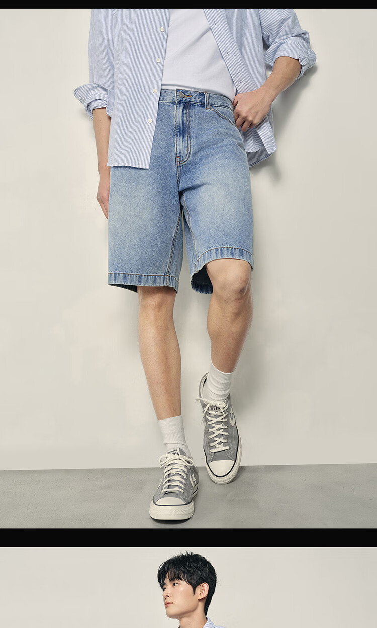 Giordano Men's Summer Vintage Style Pure Cotton Mid-Low Waist Denim Shorts 01106595 Korean Version 14